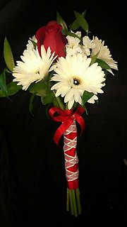 Red and White hand Held Bouquet