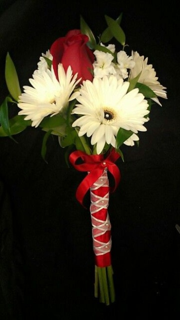 Red and White hand Held Bouquet