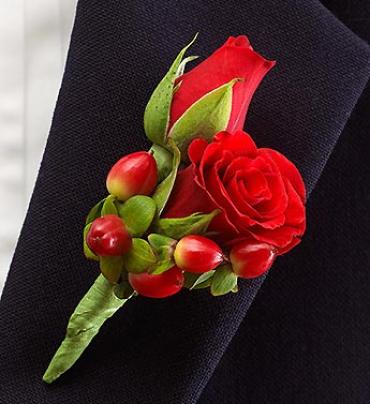 All Red Boutonniere